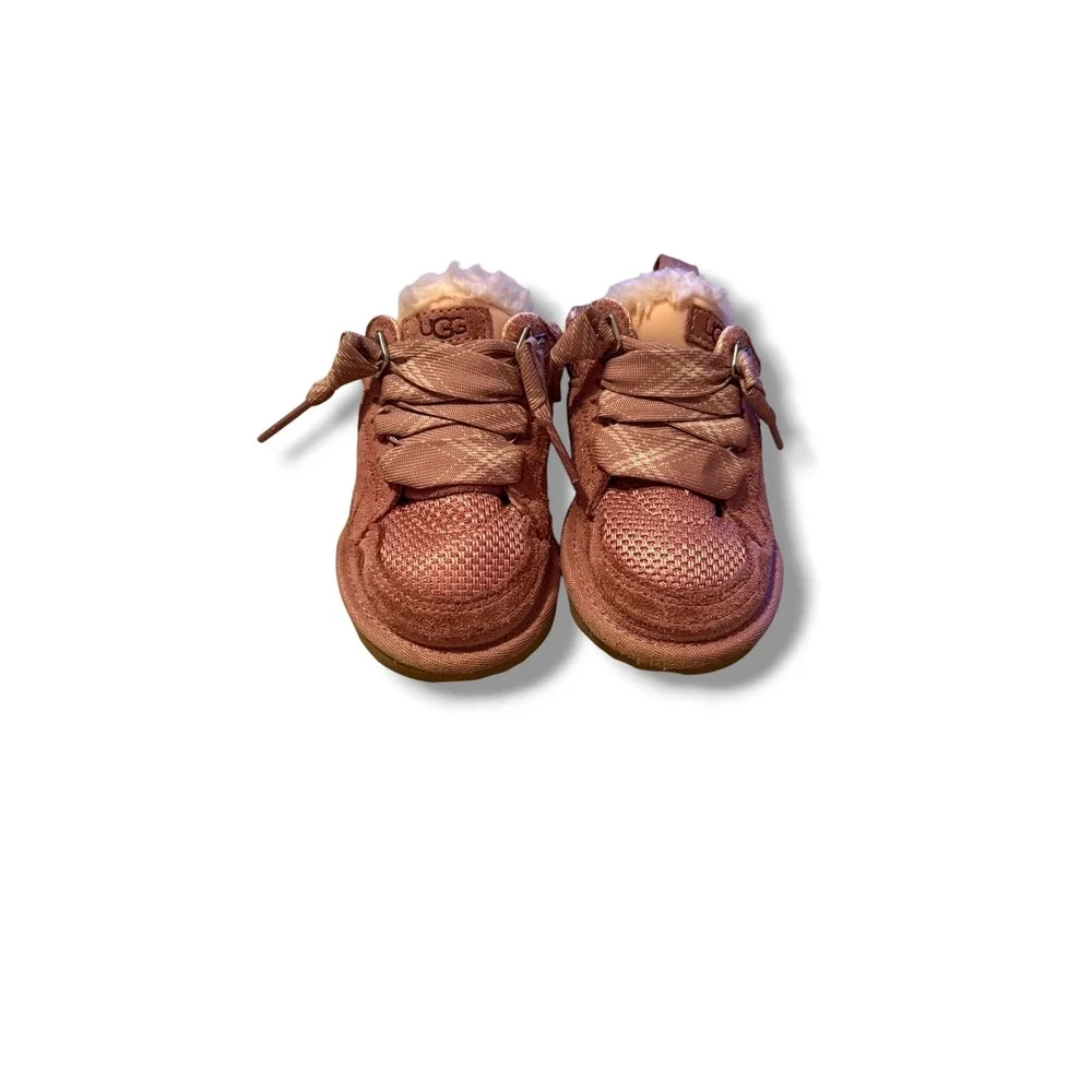 UGG Lowmel Toddler Boots Size 6 Pink Suede‎ Shearling Lace Up Sneakers